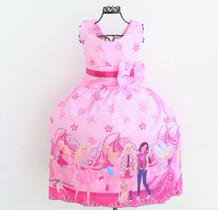 Vestido Festa Infantil Barbie Rosa Luxo E Tiara