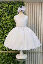 Vestido Festa Infantil Branco Formatura Florista Casamento Dama Daminha Social Menina Juvenil Pérolas Princesa Rodado Vestido Festa Infantil Branco Formatura Florista Casamento Dama Daminha Social Menina Juvenil Pérolas Princesa Rodado