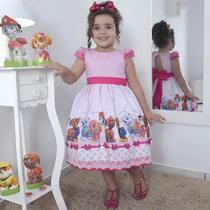 Vestido festa infantil da Patrulha Canina rosa