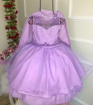 Vestido festa infantil lilás Bolofofos ou princesa sofia 1 a 4 anos