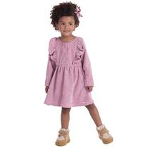 Vestido Festa Infantil manga longa em Veludo Cotelê Vestido Festa Infantil manga longa em Veludo Cotelê