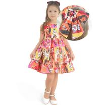 Vestido Festa Infantil Mini Fashionista + Laço - Vários Temas