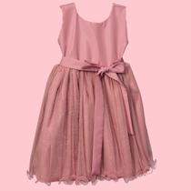 Vestido Festa Infantil Nosso Rosa Seco Festa tule brilho aniversario Casamento REF146