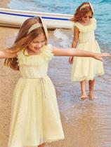 Vestido Festa Infantil Petit Cherie Verão Amarelo Tule Vestido Festa Infantil Petit Cherie Verão Amarelo Tule
