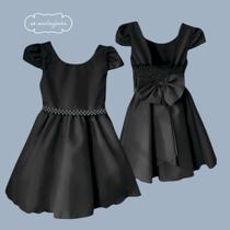 Vestido Festa Infantil Preto Aniversario clássico Básico REF140