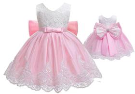 Vestido Festa Infantil Princesa Renda Estruturada Luxo ROSA Tam 9/12 MESES