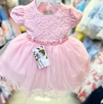 Vestido festa infantil rosa luxo menina bonita 1 a 3 anos