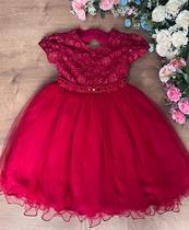 Vestido festa infantil vermelho luxo realeza moranguinho chapeuzinho