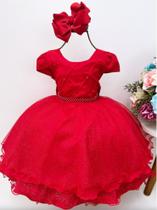 Vestido festa infantil vermelho natal 1 aninho a 4 anos