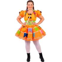 Vestido Festa Junina Adulta Feminina Plus Size de Luxo Com Saia Rodada e Espartilho Afina Cintura