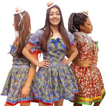 Vestido Festa Junina Adulto Chitão Colorido Vestido Festa Junina Adulto Chitão Colorido
