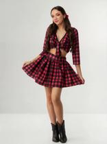 Vestido Festa Junina Adulto Xadrez Quadrilha Luxo Premium