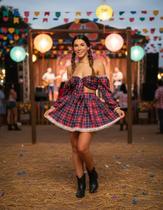 Vestido Festa Junina Adulto Xadrez Quadrilha Luxo Premium