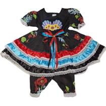 Vestido Festa Junina Baby Sereia Tutu Colorido com Calça