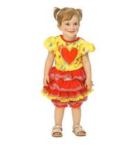 Vestido Festa Junina Bebê Com Babados e Culote 3 a 18 Meses Vestido Festa Junina Bebê Com Babados e Culote 3 a 18 Meses