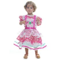 Vestido Festa Junina Bebê Rosa Fantasia Caipira Com Babados Vestido Festa Junina Bebê Rosa Fantasia Caipira Com Babados