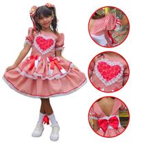 Vestido Festa Junina Caipira Menina Infantil Vermelho Dorothy