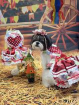 Vestido Festa Junina Coração Caipira para cachorro e gato Vestido Festa Junina Coração Caipira para cachorro e gato