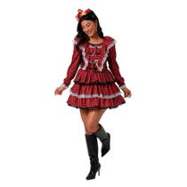 Vestido Festa Junina Feminino Adulto pra Quadrilha Xadrez com Babados