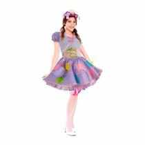 Vestido Festa Junina Feminino Com Espartilho Bandeirinhas e bolsa