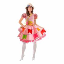 Vestido Festa Junina Feminino Com Espartilho Bandeirinhas e bolsa