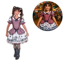 Vestido Festa Junina Infantil Cordel Encantado Xadrez