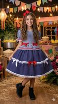 Vestido Festa Junina Infantil Luxo Azul Marinho
