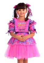 Vestido Festa Junina Infantil Luxo Pink Bebê - vestido Festa Junina caipira