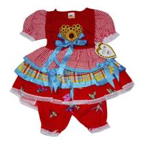 Vestido Festa Junina Infantil para Bebê Girassol Colorido - Gugudada