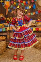 Vestido Festa Junina Infantil Rainha Caipira Nordeste Luxo