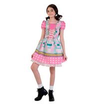 Vestido Festa Junina Infantil Rosa com Coração Vestido Festa Junina Infantil Rosa com Coração