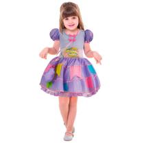 Vestido Festa Junina Infantil Rosa Luxo Com Bolsa e Corselet - Fantasias Carol CM