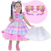 Vestido Festa Junina Infantil São Joao Quadrilha + 2 Laços + Saia filó - Moderna Meninas