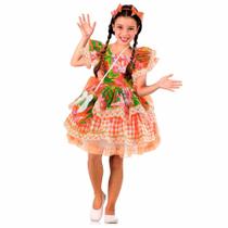 Vestido Festa Junina Infantil Super Luxo Xadrez e Floral - Fantasias Carol CM