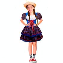 Vestido Festa Junina Infantil Xadrez de Luxo PP 3 - 4
