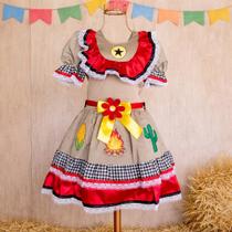 Vestido Festa Junina Maria Bonita Cangaceira Luxo Cor:MarromTamanho:4 Vestido Festa Junina Maria Bonita Cangaceira Luxo Cor:MarromTamanho:4