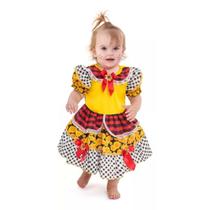 Vestido Festa Junina Menina Bebe Caipirinha Girassol Com Laços Vestido Festa Junina Menina Bebe Caipirinha Girassol Com Laços