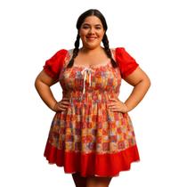 Vestido Festa Junina Mocinha Arraiá Adulto Plus Size