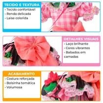 Vestido Festa Junina Plus Size Adulto Feminino de Luxo Super Rodado Com Bolsa Roxo e Verde Vestido Festa Junina Plus Size Adulto Feminino de Luxo Super Rodado Com Bolsa Roxo e Verde