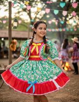 Vestido Festa Junina Quadrilha Caipira Sao Joao Coraçao Rosa