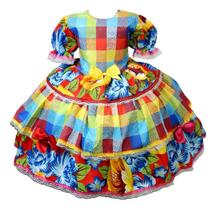 Vestido Festa Junina Quadrilha Caipira Sao Joao Coraçao Rosa