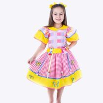 Vestido Festa Junina Xadrez Borboleta Infantil Muvile 4292