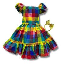 Vestido Festa Junina Xadrez Infantil Várias Estampas Caipira Vestido Festa Junina Xadrez Infantil Várias Estampas Caipira