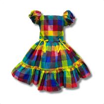 Vestido Festa Junina Xadrez Infantil Várias Estampas Caipira