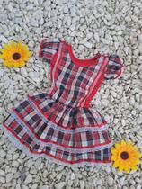 Vestido festa junina xadrez luxo infantil