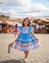 Vestido Festa Junina Xadrez Quadrilha Fogueira Luxo