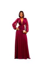 Vestido Festa Longo Costas Nuas Manga Bufante Madrinha Casamento Convidada Formatura Vestido Festa Longo Costas Nuas Manga Bufante Madrinha Casamento Convidada Formatura