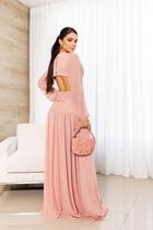 Vestido Festa Longo Costas Nuas Manga Bufante Madrinha Casamento Convidada Formatura Vestido Festa Longo Costas Nuas Manga Bufante Madrinha Casamento Convidada Formatura