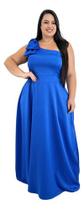 Vestido Festa Longo Plus Size De Um Ombro Só Laço + Gravata