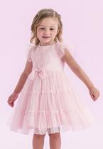Vestido Festa Menina Rosa Tule Petit Cherie
